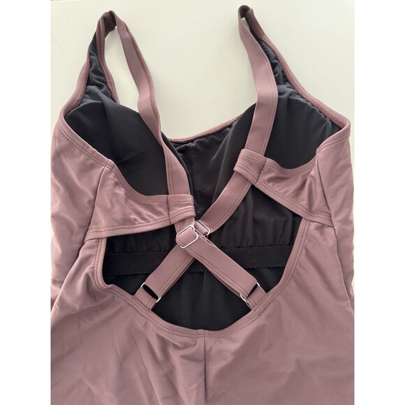 short romper Scoop Neck Sleeveless Active padded lined Gym Yoga Playsuit brown M - Picture 10 of 12